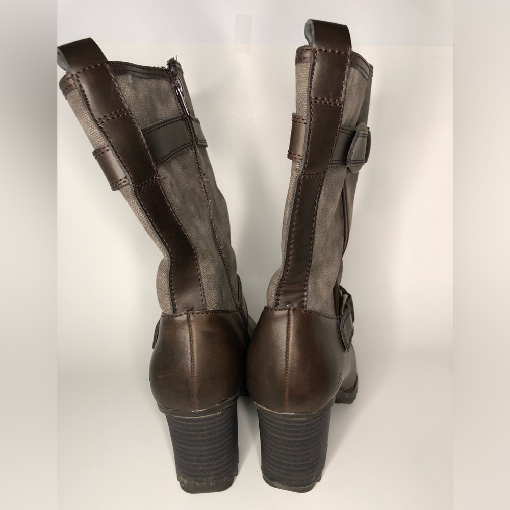 Skechers Leather Upper Chunky Lug Sole Mid Calf Brown Boot Size 10 - Picture 8 of 13